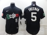 Los Angeles Dodgers #5 Freddie Freeman Black Mexico 2020 World Series Cool Base Nike Jersey