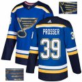 St. Louis Blues #39 Nate Prosser Authentic Royal Blue Fashion Gold NHL Jersey