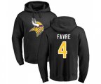Minnesota Vikings #4 Brett Favre Black Name & Number Logo Pullover Hoodie