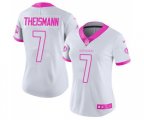 Women Washington Redskins #7 Joe Theismann Limited White Pink Rush Fashion Football Jersey