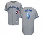Toronto Blue Jays #5 Eric Sogard Grey Road Flex Base Authentic Collection Baseball Jersey