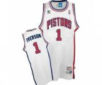 Detroit Pistons #1 Allen Iverson Authentic White Throwback Basketball Jersey