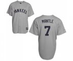 New York Yankees #7 Mickey Mantle Replica Grey Throwback Baseball Jersey