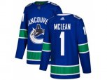 Vancouver Canucks #1 Kirk Mclean Blue Home Authentic Stitched NHL Jersey