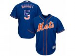 New York Mets #5 David Wright Authentic Royal Blue USA Flag Fashion MLB Jersey