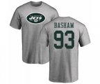 New York Jets #93 Tarell Basham Ash Name & Number Logo T-Shirt