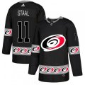 Carolina Hurricanes #11 Jordan Staal Authentic Black Team Logo Fashion NHL Jersey