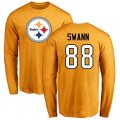 Pittsburgh Steelers #88 Lynn Swann Gold Name & Number Logo Long Sleeve T-Shirt