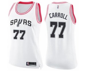 Women\'s San Antonio Spurs #77 DeMarre Carroll Swingman White Pink Fashion Basketball Jersey
