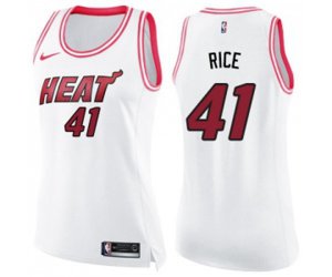 Women\'s Miami Heat #41 Glen Rice Swingman White Pink Fashion Basketball Jersey