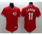 Cincinnati Reds #11 Barry Larkin Majestic Red Flexbase Authentic Cooperstown Player Jersey