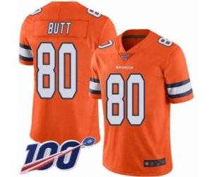 Denver Broncos #80 Jake Butt Limited Orange Rush Vapor Untouchable 100th Season Football Jersey