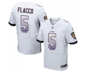 Baltimore Ravens #5 Joe Flacco Elite White Road Drift Fashion Football Jersey