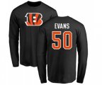 Cincinnati Bengals #50 Jordan Evans Black Name & Number Logo Long Sleeve T-Shirt