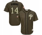 Philadelphia Phillies #14 Jim Bunning Authentic Green Salute to Service Baseball Jersey