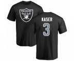 Oakland Raiders #3 Drew Kaser Black Name & Number Logo T-Shirt