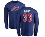 Buffalo Bills #33 Chris Ivory Royal Blue Name & Number Logo Long Sleeve T-Shirt