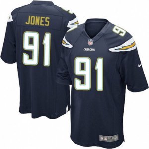 Los Angeles Chargers #91 Justin Jones Game Navy Blue Team Color NFL Jersey