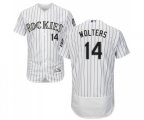 Colorado Rockies #14 Tony Wolters White Home Flex Base Authentic Collection Baseball Jersey