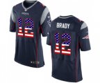 New England Patriots #12 Tom Brady Elite Navy Blue Home USA Flag Fashion Football Jersey