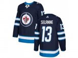 Winnipeg Jets #13 Teemu Selanne Navy Blue Home Authentic Stitched NHL Jersey