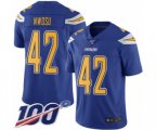 Los Angeles Chargers #42 Uchenna Nwosu Limited Electric Blue Rush Vapor Untouchable 100th Season Football Jersey