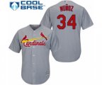 St. Louis Cardinals #34 Yairo Munoz Replica Grey Road Cool Base Baseball Player Jersey