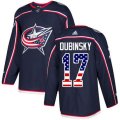 Columbus Blue Jackets #17 Brandon Dubinsky Authentic Navy Blue USA Flag Fashion NHL Jersey