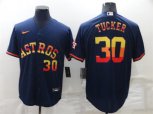 Houston Astros #30 Kyle Tucker Number Navy Blue Rainbow Stitched MLB Cool Base Nike Jersey