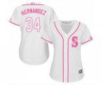 Women's Seattle Mariners #34 Felix Hernandez Authentic White Fashion Cool Base Baseball Jersey