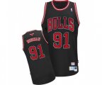 Chicago Bulls #91 Dennis Rodman Authentic Black Throwback Basketball Jersey
