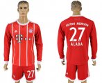 2017-18 Bayern Munich 27 ALABA Home Long Sleeve Soccer Jersey