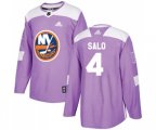 New York Islanders #4 Robin Salo Authentic Purple Fights Cancer Practice NHL Jersey