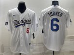 Los Angeles Dodgers #6 Trea Turner Number White Gold Championship Stitched MLB Cool Base Nike Jersey