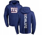 New York Giants #75 Jon Halapio Royal Blue Backer Pullover Hoodie