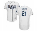 Tampa Bay Rays #21 Jesus Aguilar Home White Home Flex Base Authentic Collection Baseball Player Jersey