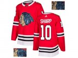 Chicago Blackhawks #10 Patrick Sharp Authentic Red Fashion Gold NHL Jersey
