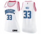 Women's Orlando Magic #33 Grant Hill Swingman White Pink Fashion Basketball Jersey