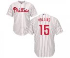 Philadelphia Phillies #15 Dave Hollins Replica White Red Strip Home Cool Base Baseball Jersey