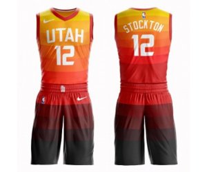Utah Jazz #12 John Stockton Swingman Orange Basketball Suit Jersey - City Edition