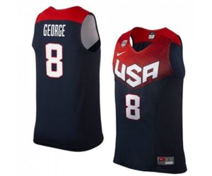 Nike Team USA #8 Paul George Authentic Navy Blue 2014 Dream Team Basketball Jersey