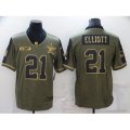 Dallas Cowboys #21 Ezekiel Elliott Nike Gold 2021 Salute To Service Limited Player Jersey