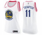 Women's Golden State Warriors #11 Klay Thompson Swingman White Pink Fashion Basketball Jersey