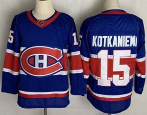 Montreal Canadiens #15 Jesperi Kotkaniemi Authentic Blue Away Fanatics Jersey