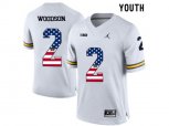 2016 US Flag Fashion-2016 Youth Jordan Brand Michigan Wolverines Charles Woodson #2 College Football Limited Jersey - White