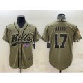 Buffalo Bills #17 Josh Allen 2022 Olive Salute to Service Cool Base Stitched Baseball Jersey
