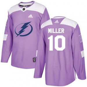 Tampa Bay Lightning #10 J.T. Miller Authentic Purple Fights Cancer Practice NHL Jersey