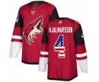 Arizona Coyotes #4 Niklas Hjalmarsson Authentic Red USA Flag Fashion Hockey Jersey