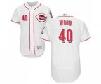 Cincinnati Reds #40 Alex Wood White Home Flex Base Authentic Collection Baseball Jersey