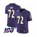 Baltimore Ravens #72 Alex Lewis Purple Team Color Vapor Untouchable Limited Player 100th Season Football Jersey